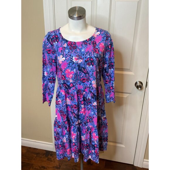 Lilly Pulitzer Birds Eye View Gemma Blue Pink Swing Dress, Size M - Picture 1 of 5